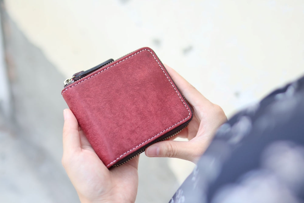 L.I.S本革工坊 | 【客製化刻字】義大利磨砂皮 拉鍊真皮短夾 / 皮夾 共7色