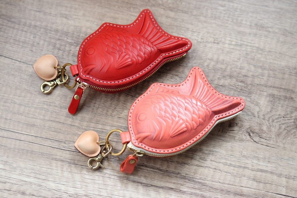 L.I.S本革工坊 | 【客製化刻字】植鞣革 真皮鯛魚燒 造型零錢包 皮革手作 客製化刻字 共6色