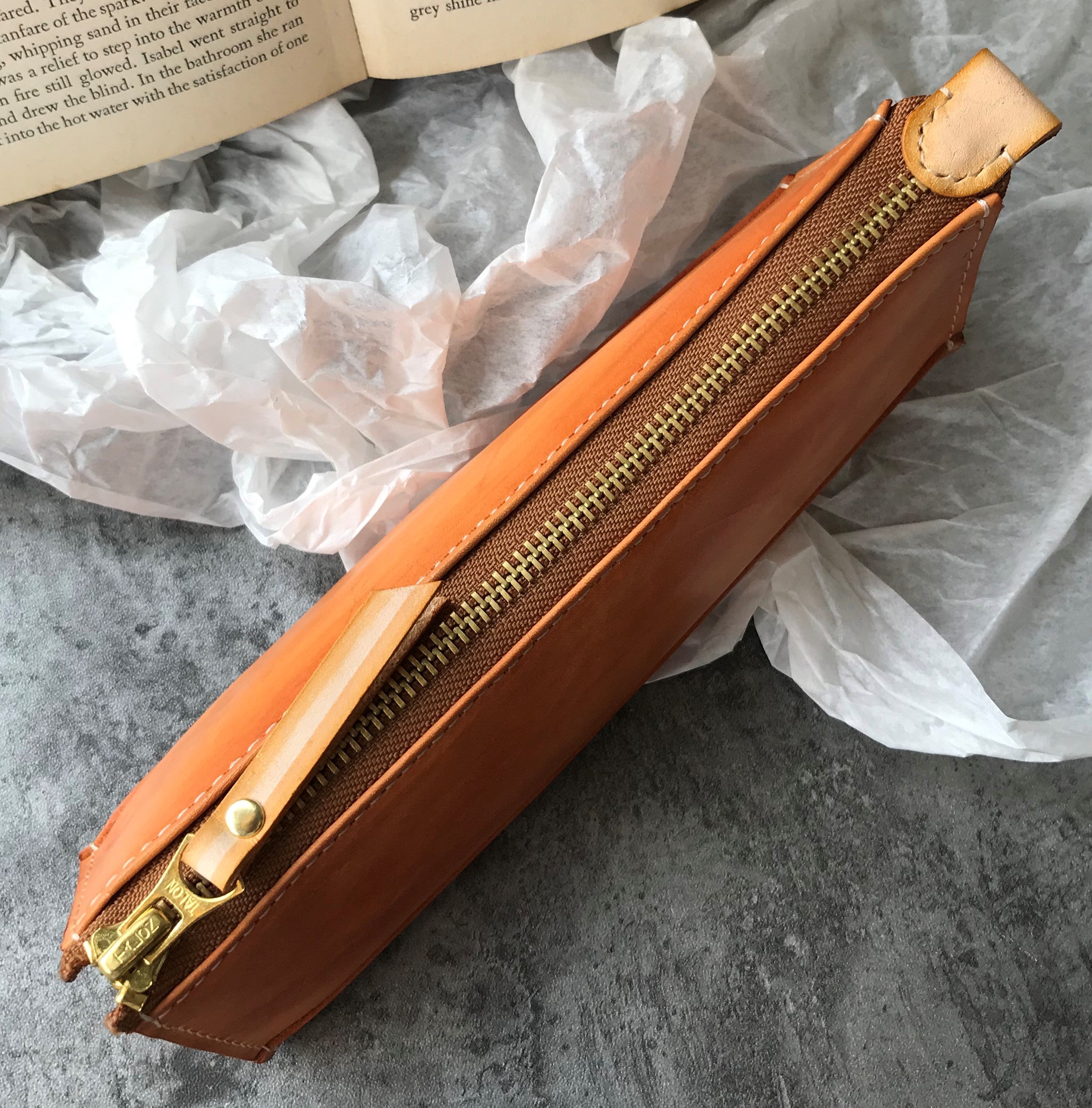 L.I.S本革工坊 |【客製化禮物】TALON經典復古真皮拉鍊/手工筆袋 紀念 中秋節禮物