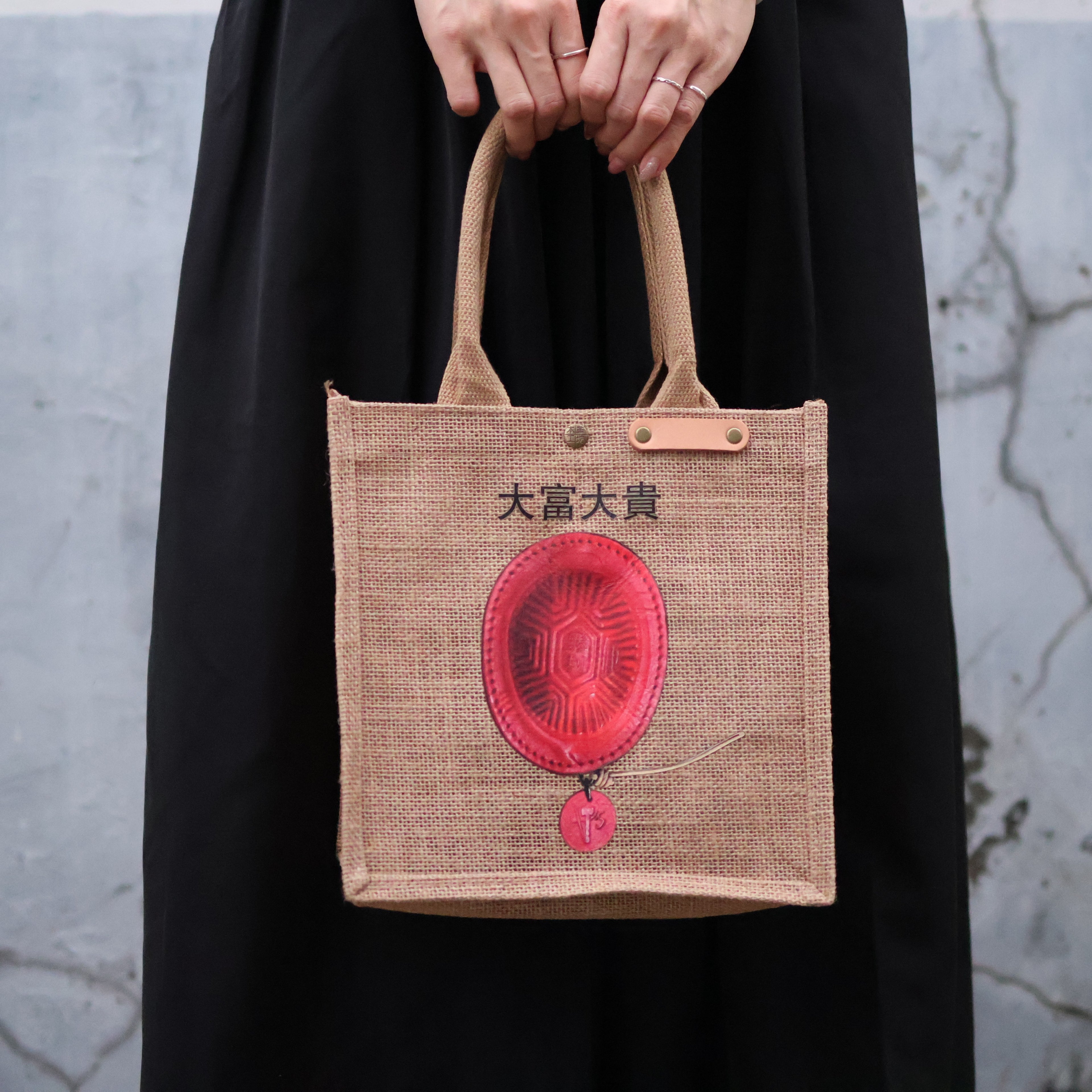 L.I.S本革工坊 | ✤專利商品✤ 【客製化刻字】紅龜粿亞麻手提袋 防水 便當袋 野餐袋
