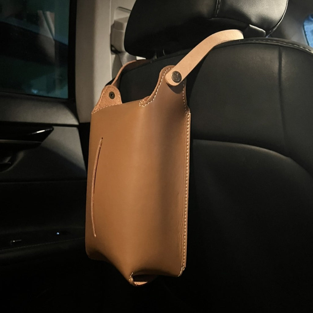 【客製化禮物】車用・桌面兩用手作皮革面紙套 生日 父親節禮物